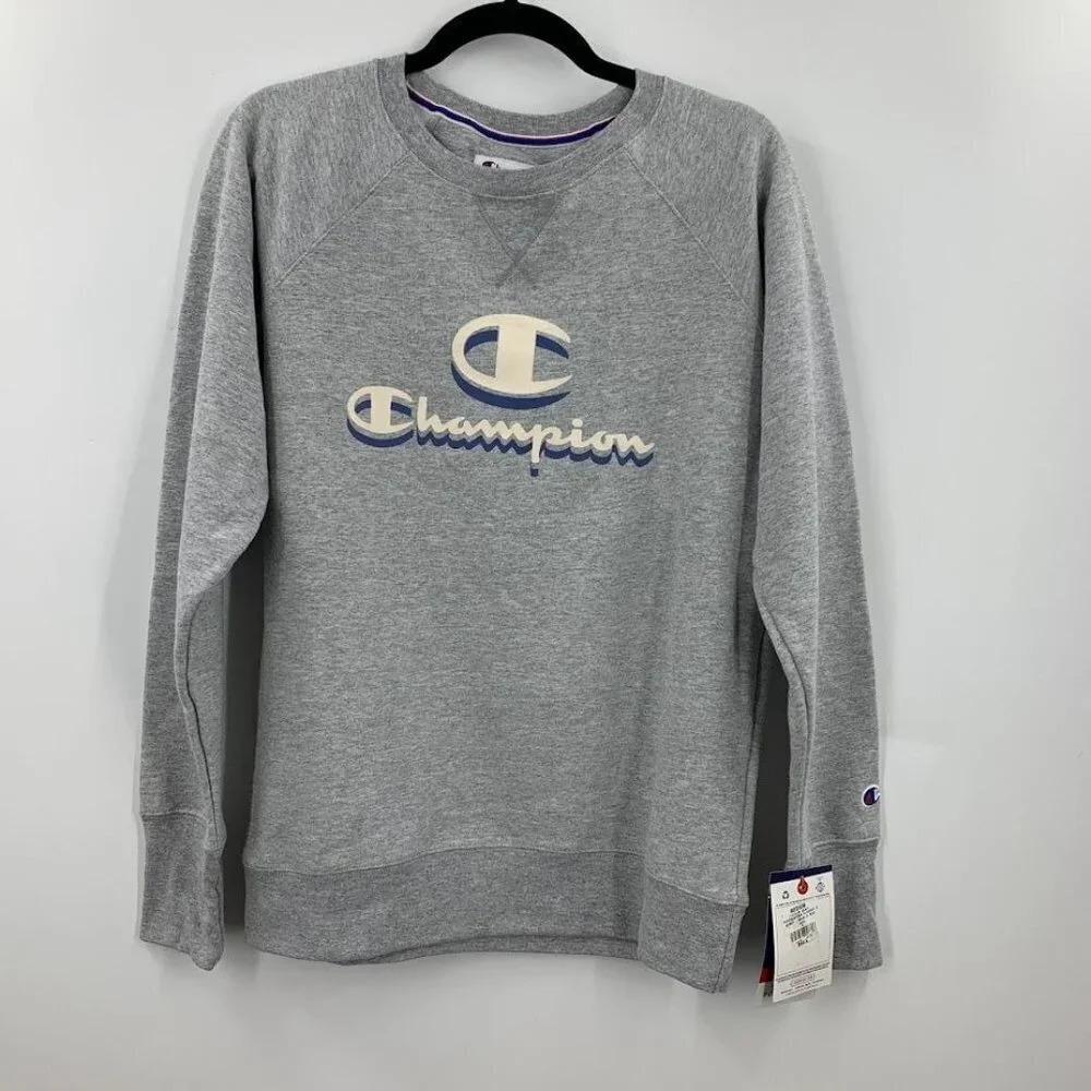Champion Women's Powerblend Double Logo Crew Neck Long Sleeve Size‎ M NWT